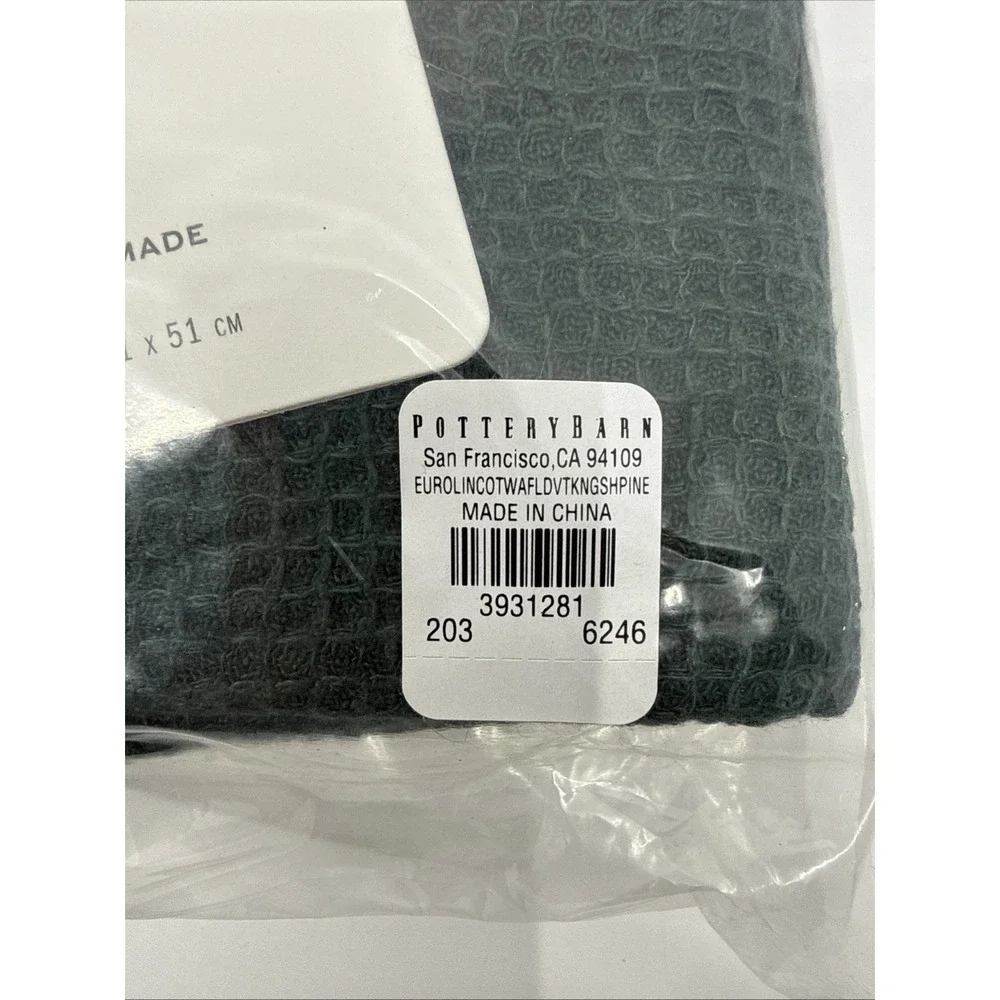 Pottery Barn Pine King European Linen Cotton Waffle Weave Set Of 2 Shams New